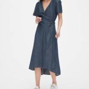 GAP Navy High Low Wrap Dress